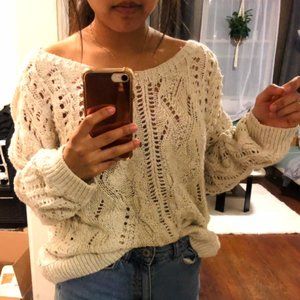 h&m cream crochet knit sweater